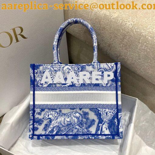 Replica Dior Book Tote bag in Fluorescent Blue Toile de Jouy Transpare 16