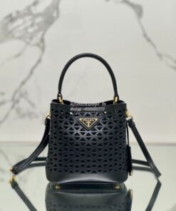 Replica Prada Panier leather mini-bag with cut-out motif 1BA217 Black