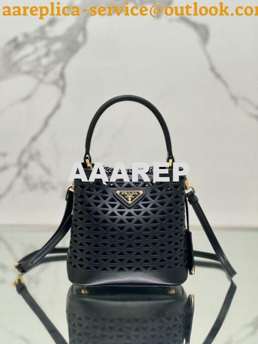 Replica Prada Panier leather mini-bag with cut-out motif 1BA217 Black