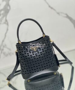 Replica Prada Panier leather mini-bag with cut-out motif 1BA217 Black 2