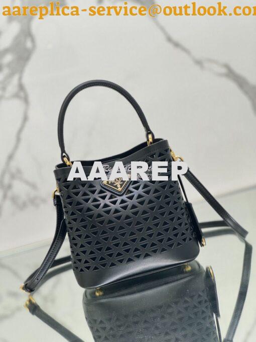 Replica Prada Panier leather mini-bag with cut-out motif 1BA217 Black 2