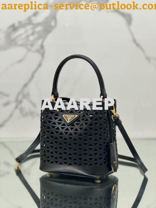 Replica Prada Panier leather mini-bag with cut-out motif 1BA217 Black 3