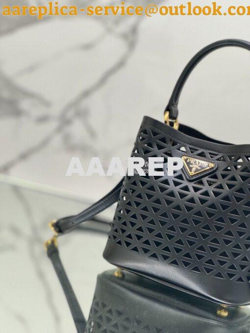 Replica Prada Panier leather mini-bag with cut-out motif 1BA217 Black 4