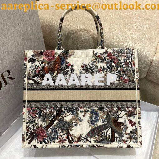 Replica Dior Book Tote bag in Ecru Multicolor Dior Jardin d'Hiver Embr 6