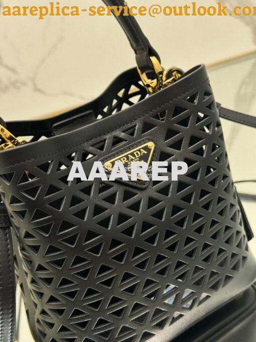 Replica Prada Panier leather mini-bag with cut-out motif 1BA217 Black 7