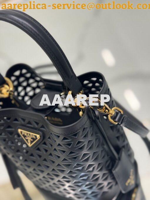 Replica Prada Panier leather mini-bag with cut-out motif 1BA217 Black 9