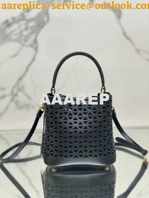 Replica Prada Panier leather mini-bag with cut-out motif 1BA217 Black 11