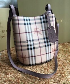 Replica Burberry Haymarket Check Crossbody Bucket Bag 40571581 Rose Po