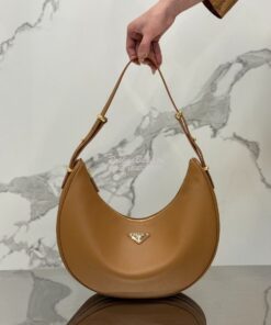 Replica Prada Large leather shoulder bag 1BC212 Caramel