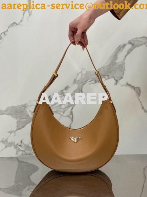 Replica Prada Large leather shoulder bag 1BC212 Caramel