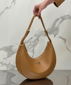 Replica Prada Large leather shoulder bag 1BC212 Caramel 2