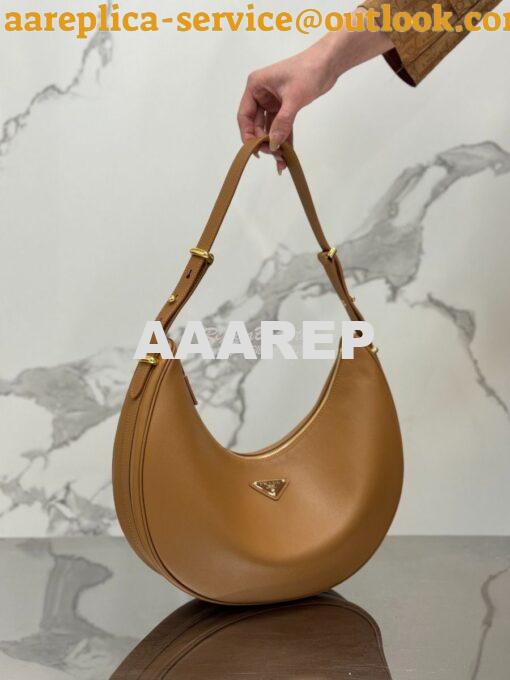 Replica Prada Large leather shoulder bag 1BC212 Caramel 2