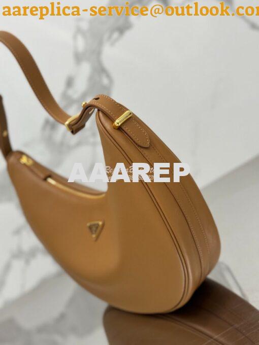 Replica Prada Large leather shoulder bag 1BC212 Caramel 3