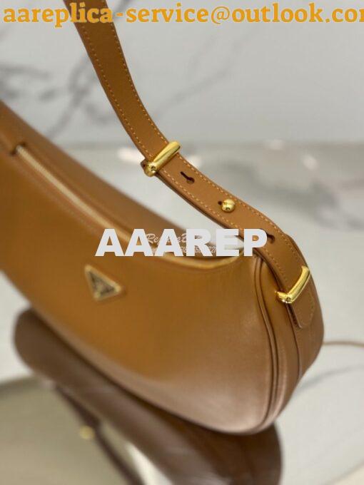 Replica Prada Large leather shoulder bag 1BC212 Caramel 6