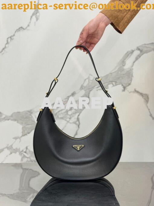 Replica Prada Large leather shoulder bag 1BC212 Black