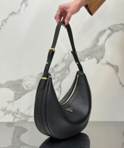 Replica Prada Large leather shoulder bag 1BC212 Black 2