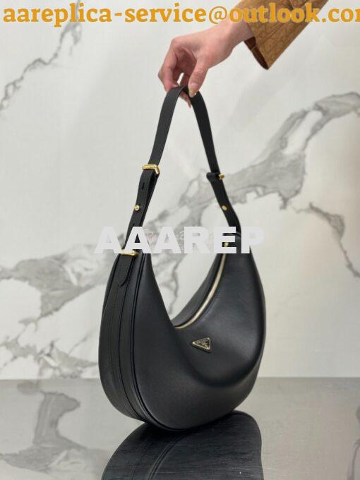 Replica Prada Large leather shoulder bag 1BC212 Black 2