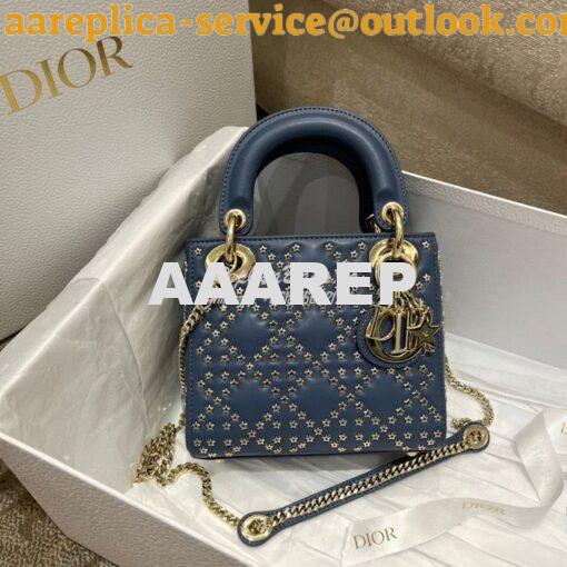 Replica Dior Mini Lady Dior Bag Denim Blue  Lucky Star Cannage Lambski