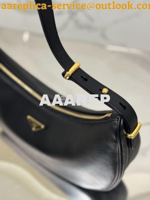 Replica Prada Large leather shoulder bag 1BC212 Black 4