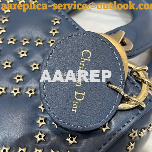 Replica Dior Mini Lady Dior Bag Denim Blue  Lucky Star Cannage Lambski 3