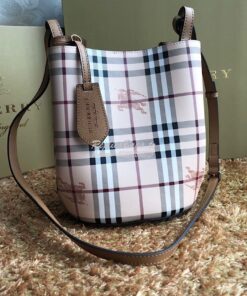 Replica Burberry Haymarket Check Crossbody Bucket Bag 40571581 Brown