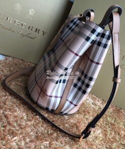 Replica Burberry Haymarket Check Crossbody Bucket Bag 40571581 Brown 2