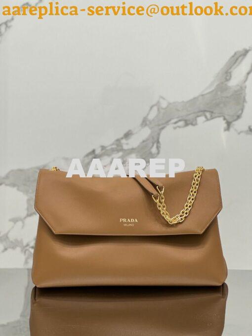 Replica Prada Large leather shoulder bag 1BD368 Caramel 2