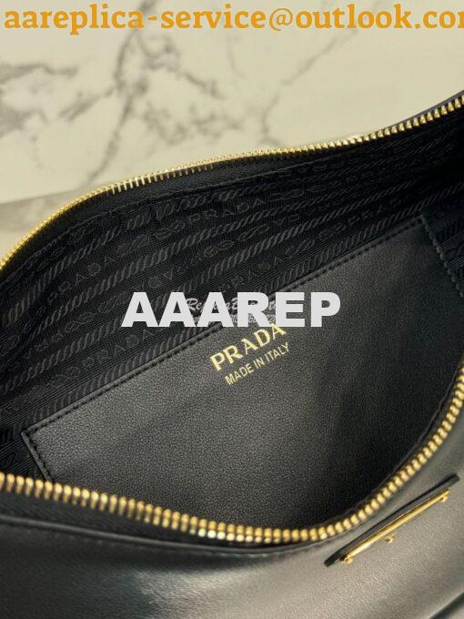 Replica Prada Large leather shoulder bag 1BC212 Black 9