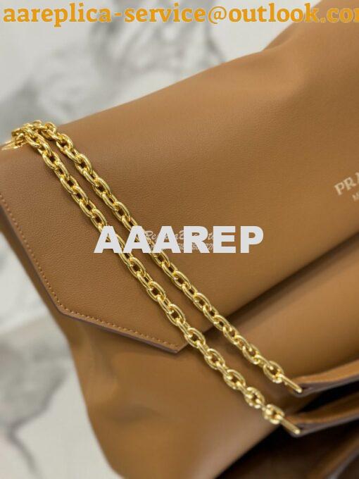 Replica Prada Large leather shoulder bag 1BD368 Caramel 5