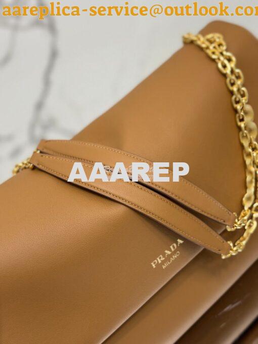 Replica Prada Large leather shoulder bag 1BD368 Caramel 6