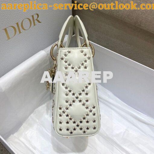 Replica Dior Mini Lady Dior Bag Latte Lucky Star Cannage Lambskin M050 5