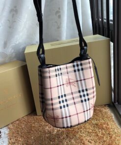 Replica Burberry Haymarket Check Crossbody Bucket Bag 40571581 Black 2