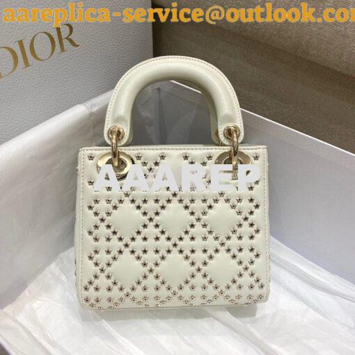 Replica Dior Mini Lady Dior Bag Latte Lucky Star Cannage Lambskin M050 6