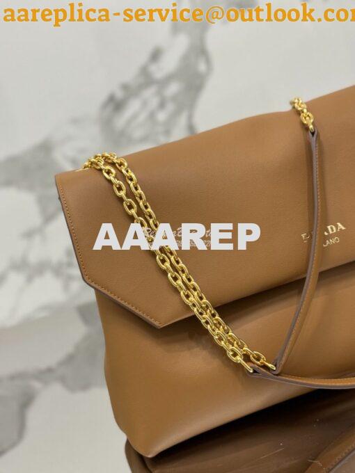 Replica Prada Large leather shoulder bag 1BD368 Caramel 8