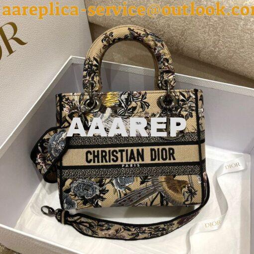 Replica Dior Medium Lady D-Lite Bag Beige Multicolor Dior Jardin d'Hiv