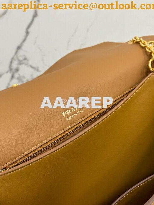 Replica Prada Large leather shoulder bag 1BD368 Caramel 10