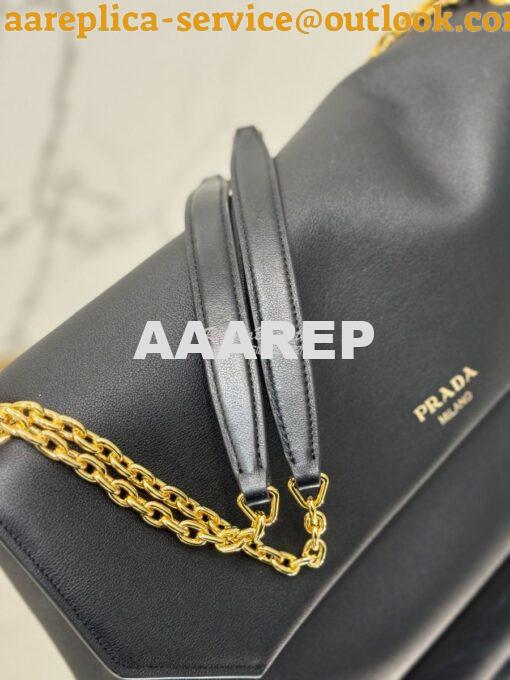 Replica Prada Large leather shoulder bag 1BD368 Black 4