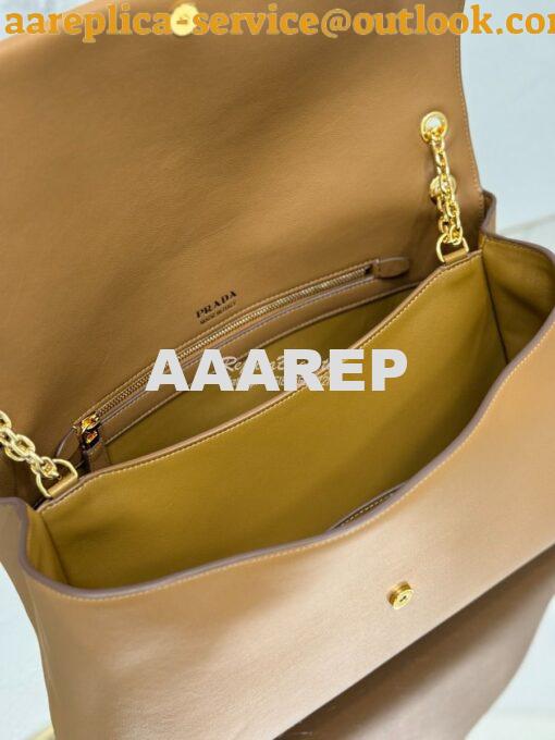 Replica Prada Large leather shoulder bag 1BD368 Caramel 11