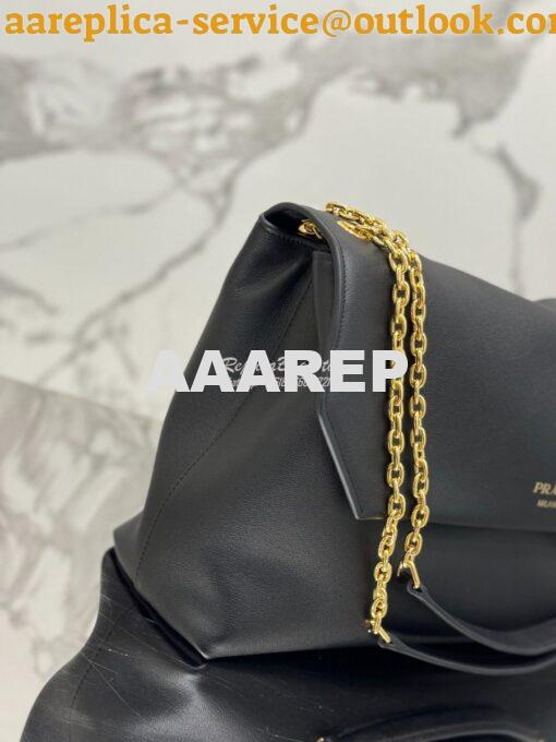 Replica Prada Large leather shoulder bag 1BD368 Black 7