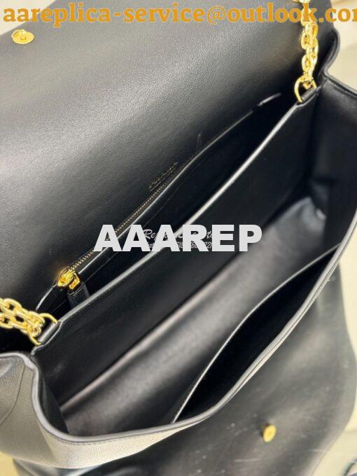 Replica Prada Large leather shoulder bag 1BD368 Black 8