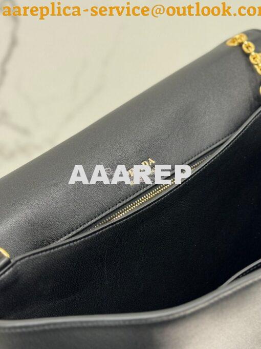 Replica Prada Large leather shoulder bag 1BD368 Black 10