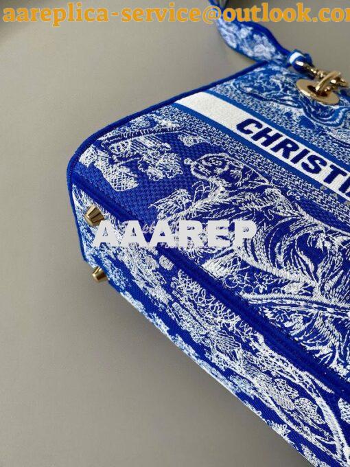 Replica Dior Medium Lady D-Lite Bag Fluorescent Blue Toile de Jouy Rev 5