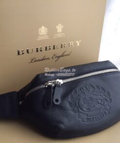 Replica Burberry Medium Embossed Crest Leather Bum Bag 2