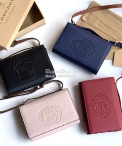 Replica Burberry Embossed Crest Leather Wallet with Detachable Strap