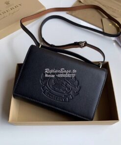 Replica Burberry Embossed Crest Leather Wallet with Detachable Strap 2