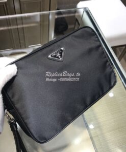 Replica Prada 2ne007 nero tessuto saffiano black clutch bag