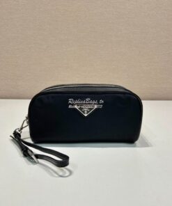 Replica Prada Re-Nylon and brushed leather pouch