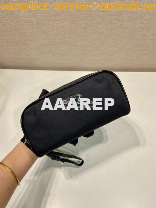 Replica Prada Re-Nylon and brushed leather pouch 3