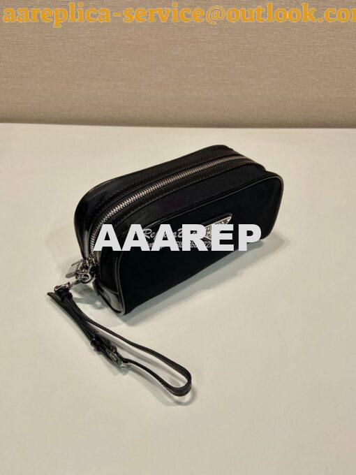 Replica Prada Re-Nylon and brushed leather pouch 5