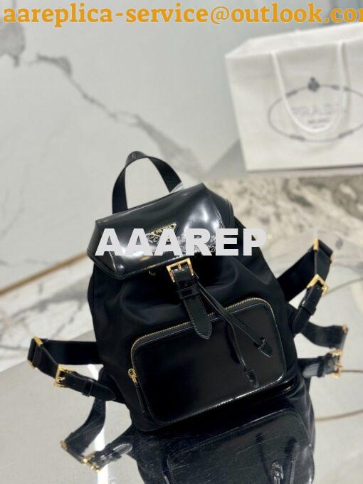 Replica Prada Medium Re-Nylon and brushed leather backpack 1BZ074 3